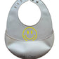 Siliconen slabber met opvangbakje – Beige – Smiley Geel