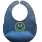 Siliconen slabber met opvangbakje – Blauw – Smiley Geel