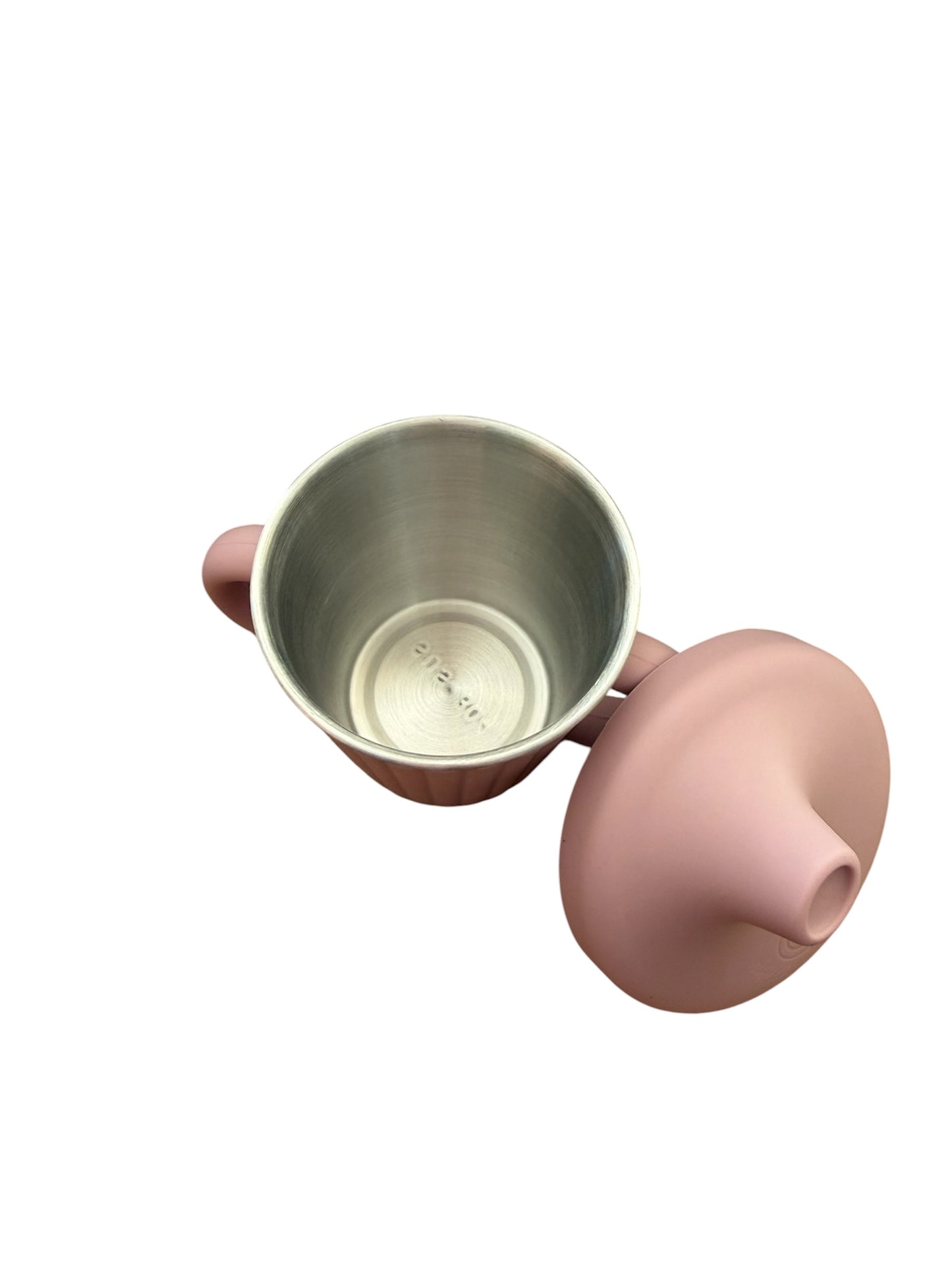 Siliconen beker met RVS inzet en tuitdeksel – Roze - Smiley