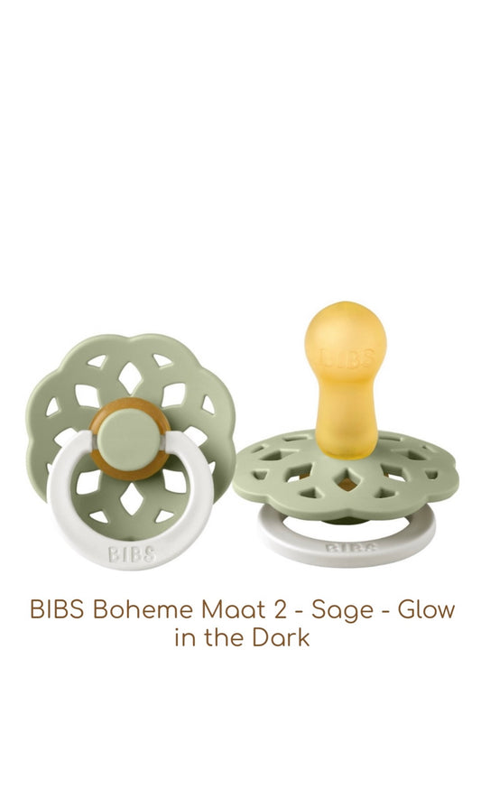 Bibs Boheme Glow In The Dark Sage 6-18 mnd Fopspeen 220270C