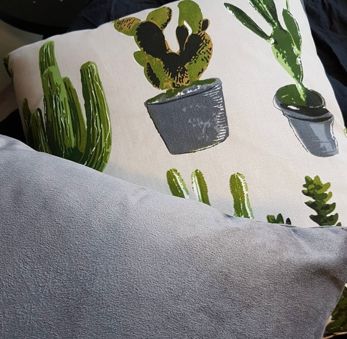 Kussenhoes met cactus patroon, linnenlook 50x50cm