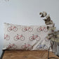 Kussenhoes met fietsen, linnenlook 30x50