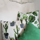 Kussenhoes met cactus patroon, linnenlook 40x40cm