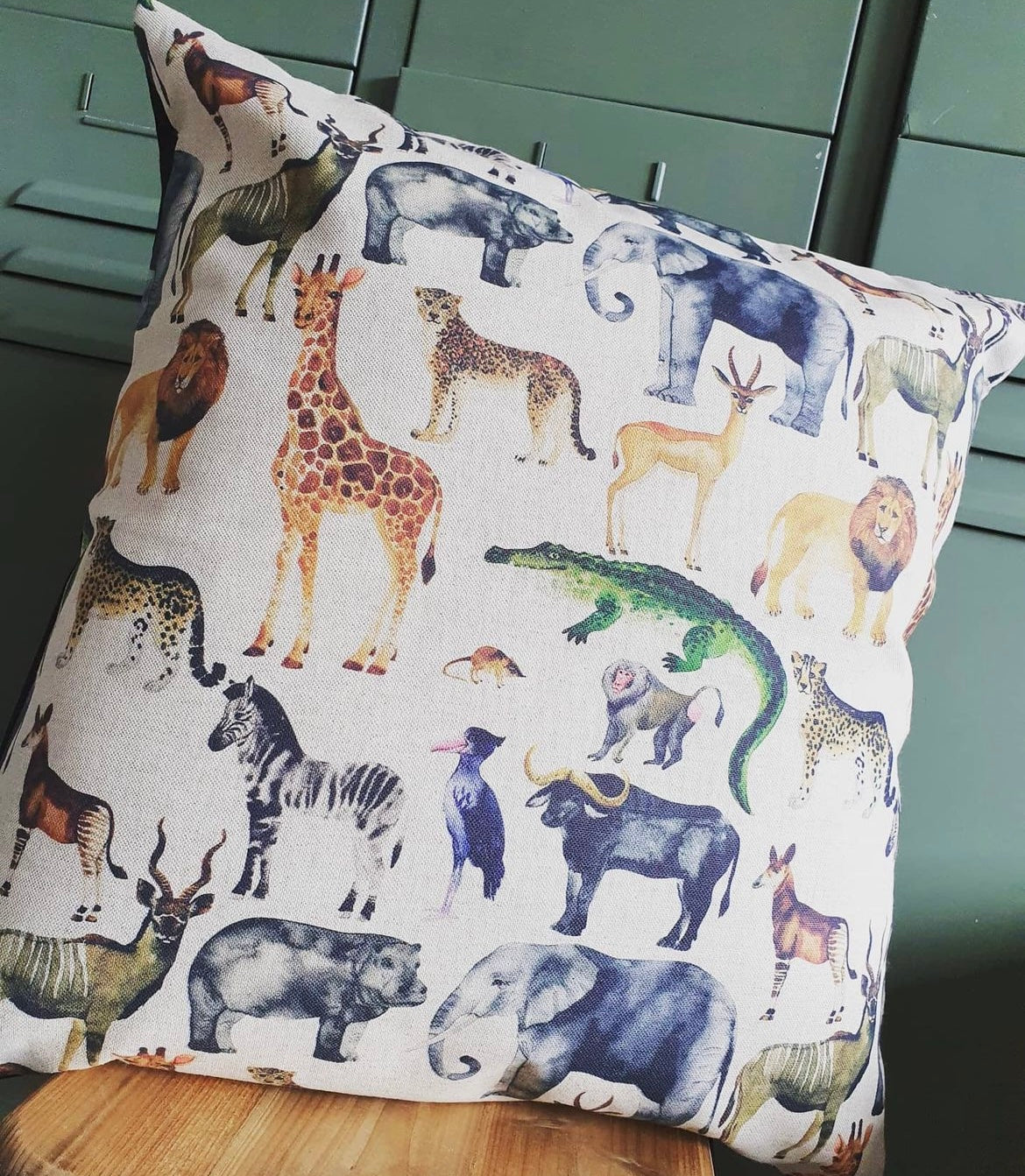 Kussenhoes met dieren, linnenlook 50x50