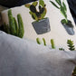 Kussenhoes met cactus patroon, linnenlook 40x40cm