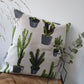 Kussenhoes met cactus patroon, linnenlook 40x40cm