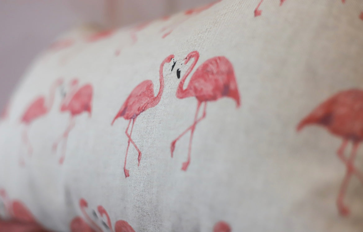 Kussenhoes met flamingo, linnenlook 30x50cm