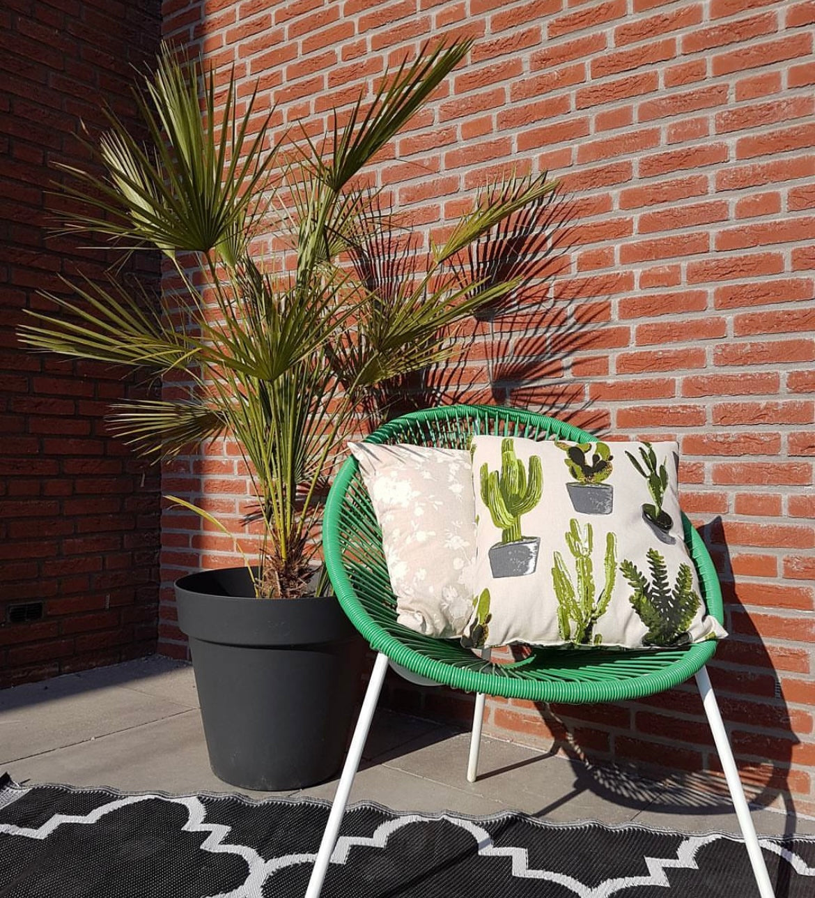 Kussenhoes met cactus patroon, linnenlook 40x40cm