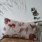 Kussenhoes met bordeaux dierenprint, linnenlook 30x50