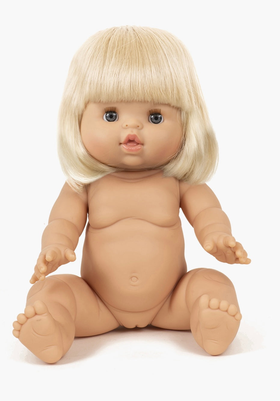 Minikane pop Angèle Gordi platina blond haar grijsblauwe ogen 34cm